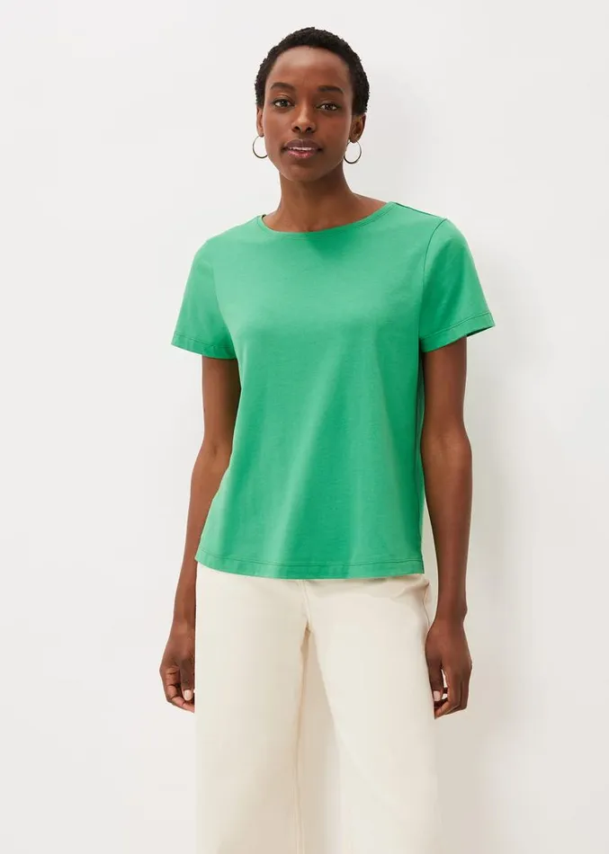 Huntly Stitch Detail TShirt Emerald Women Phase Eight Tops and TShirts