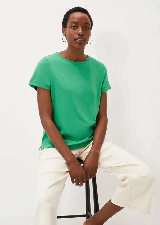 Huntly Stitch Detail TShirt Emerald Women Phase Eight Tops and TShirts