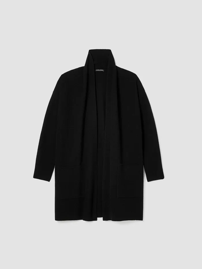 Italian Cashmere Links Cardigan Black Women Eileen Fisher Sweaters and Cardigans