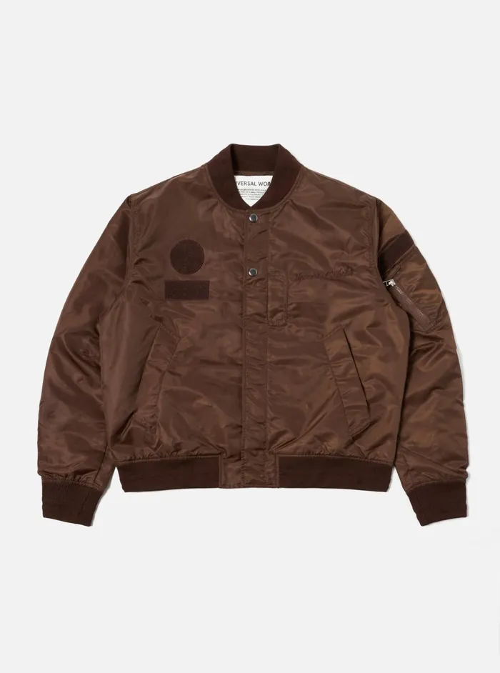 Jackets Men Universal Works Universal Works Badge Bomber In Brown Flight Nylon