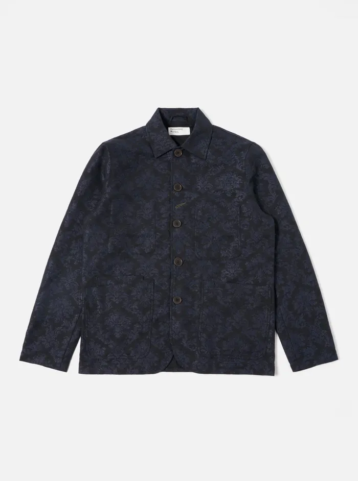Jackets Men Universal Works Universal Works Bakers Jacket In Black Starry Night Cotton Mix