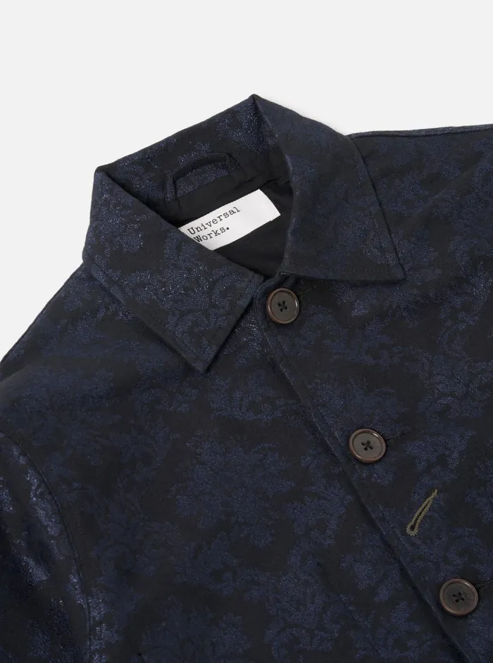Jackets Men Universal Works Universal Works Bakers Jacket In Black Starry Night Cotton Mix