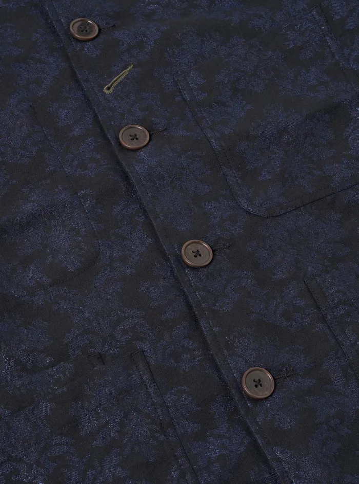 Jackets Men Universal Works Universal Works Bakers Jacket In Black Starry Night Cotton Mix