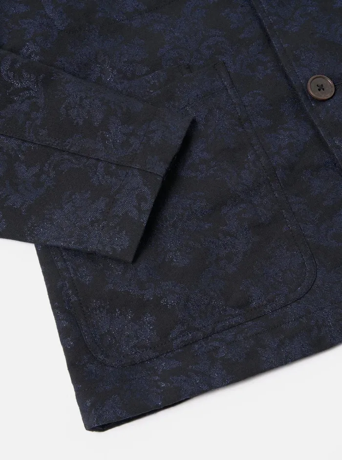 Jackets Men Universal Works Universal Works Bakers Jacket In Black Starry Night Cotton Mix
