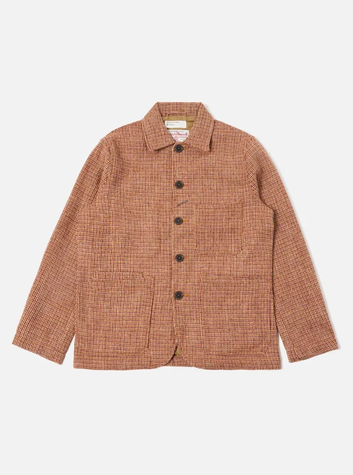 Jackets Men Universal Works Universal Works Bakers Jacket In Rust Harris Tweed Plaid
