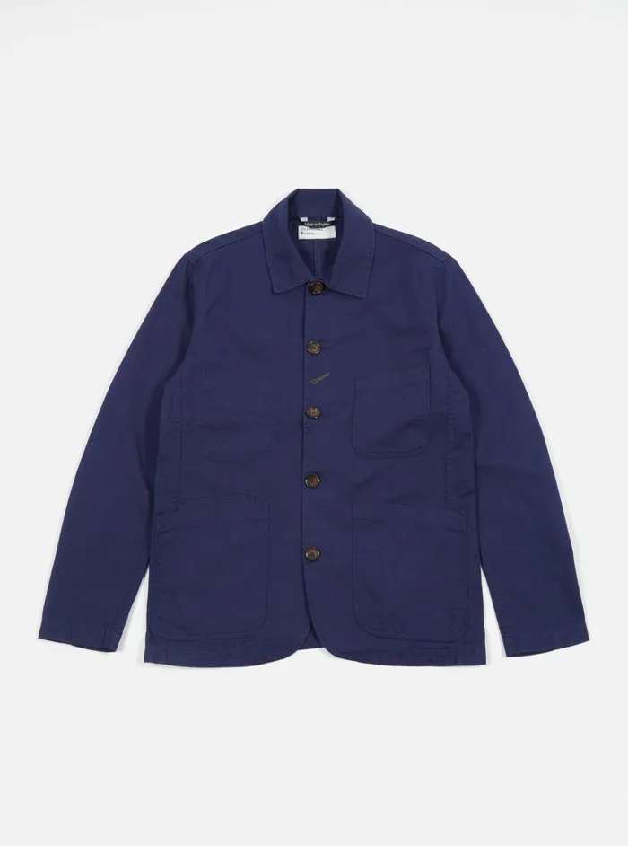 Jackets Men Universal Works Universal Works Bakers Jacket In Work Blue Byron Twill