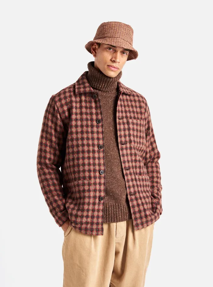 Jackets Men Universal Works Universal Works Bakers Overshirt In Brown Wool Alpaca Mix