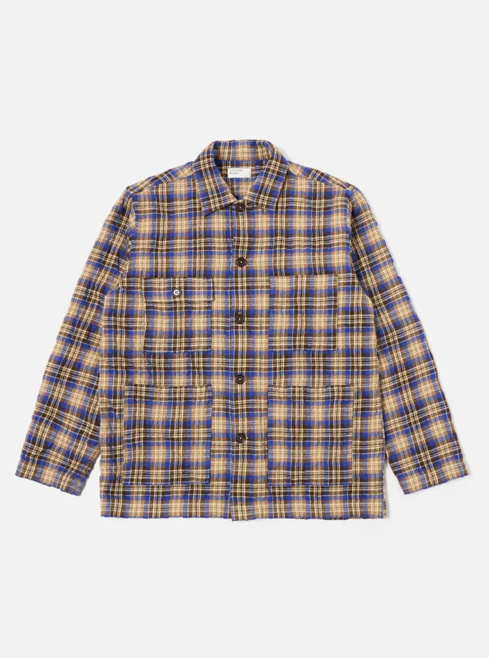 Jackets Men Universal Works Universal Works Dockside Jacket In BlueSand Cowboy Check