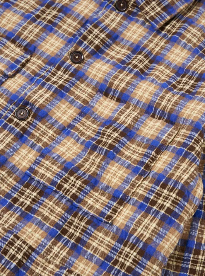 Jackets Men Universal Works Universal Works Dockside Jacket In BlueSand Cowboy Check