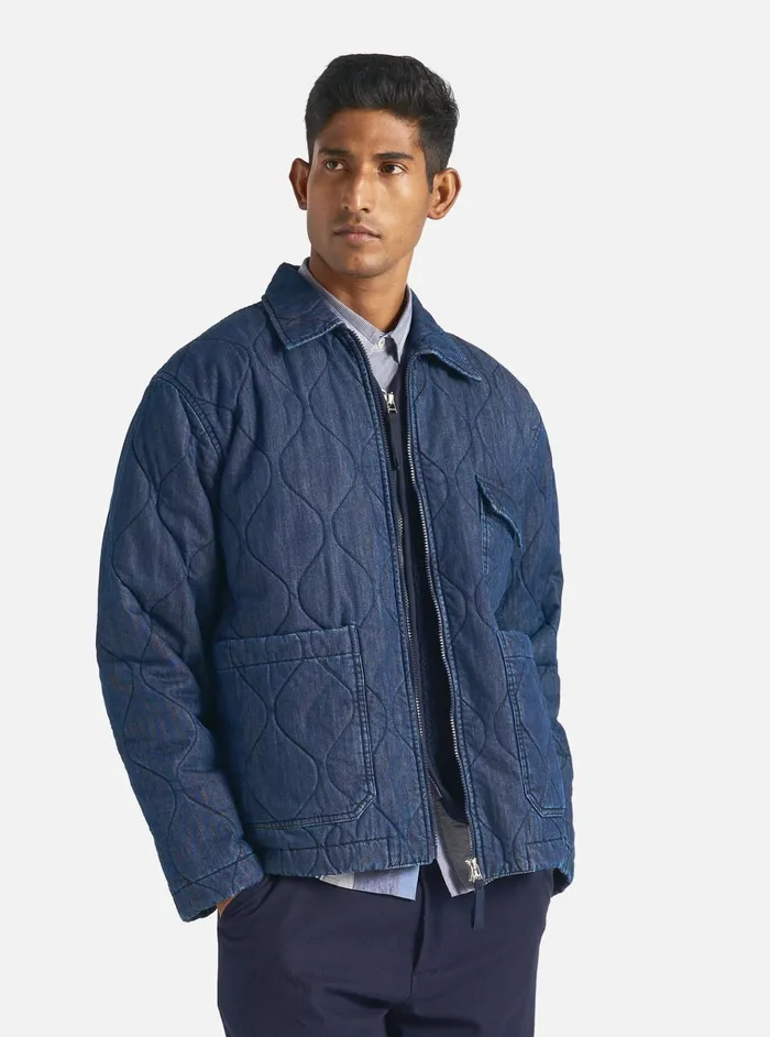 Jackets Men Universal Works Universal Works Gower Jacket In Indigo Quilt Denim