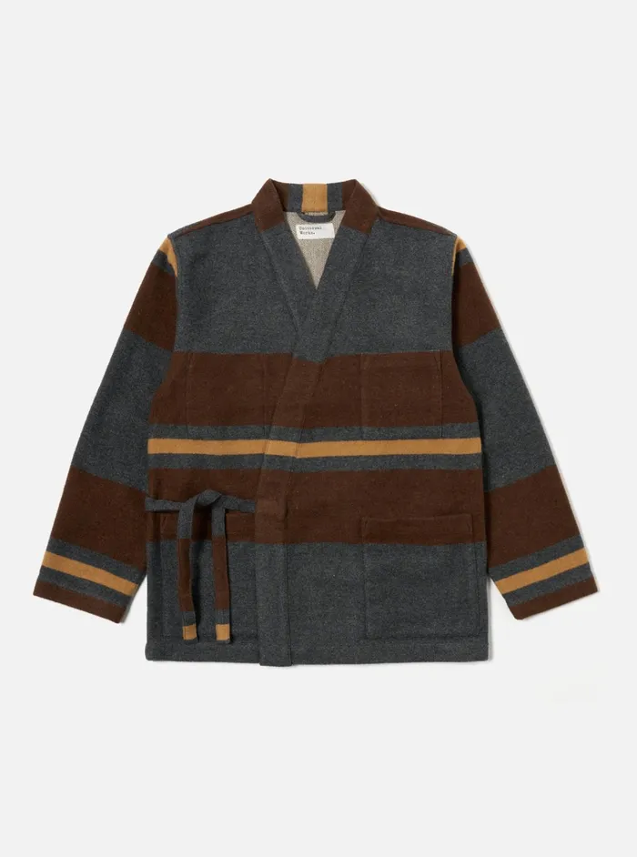 Jackets Men Universal Works Universal Works Kyoto Work Jacket In Charcoal Stripe Blanket Wool Mix Jackets Men Universal Works Universal Works Kyoto Work Jacket In Charcoal Stripe Blanket Wool Mix
