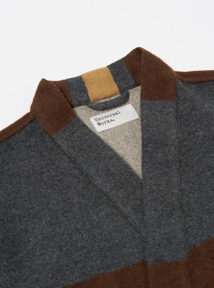 Jackets Men Universal Works Universal Works Kyoto Work Jacket In Charcoal Stripe Blanket Wool Mix