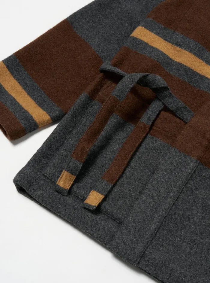 Jackets Men Universal Works Universal Works Kyoto Work Jacket In Charcoal Stripe Blanket Wool Mix