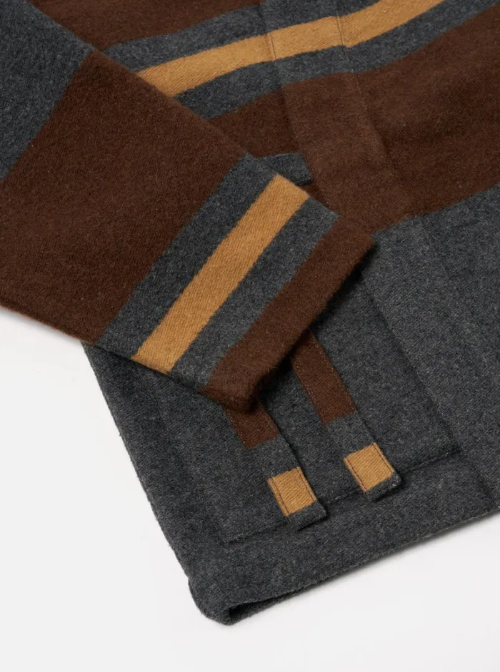 Jackets Men Universal Works Universal Works Kyoto Work Jacket In Charcoal Stripe Blanket Wool Mix