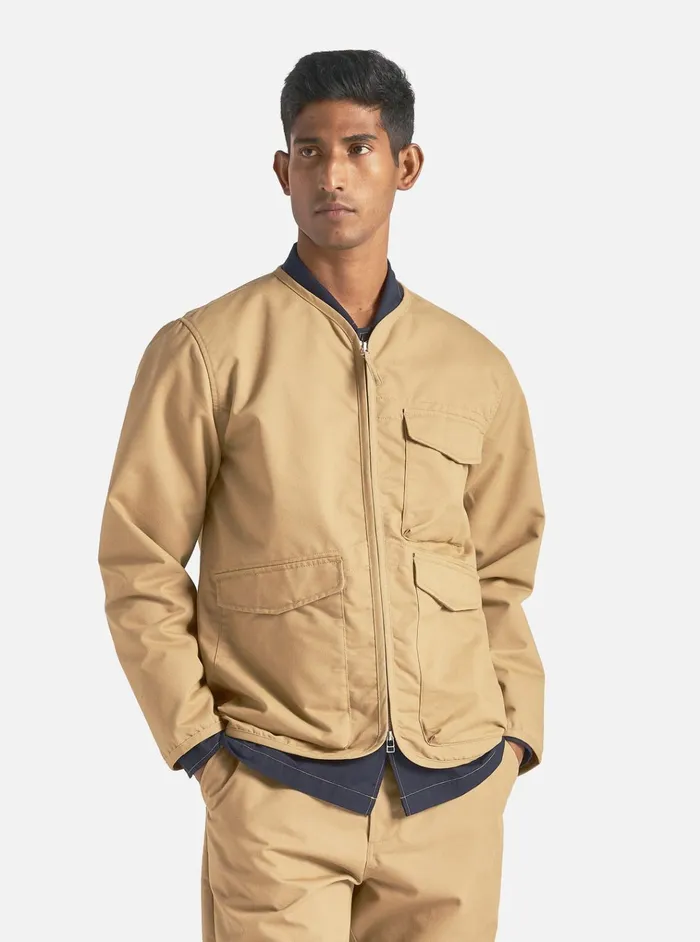 Jackets Men Universal Works Universal Works Parachute Liner Jacket In Sand Brushed Polytech Jackets Men Universal Works Universal Works Parachute Liner Jacket In Sand Brushed Polytech