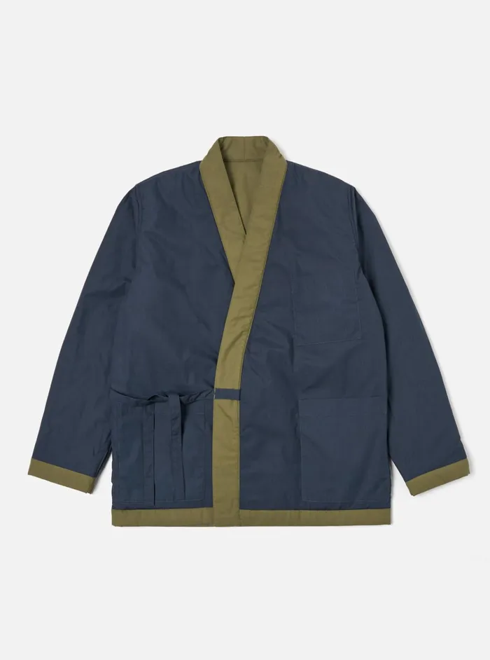 Jackets Men Universal Works Universal Works Reversible Kyoto Work Jacket In OliveNavy Recycled Polytech