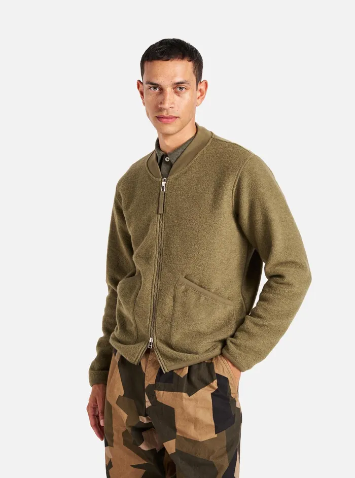 Jackets Men Universal Works Universal Works Zip Bomber In Lovat Wool Fleece