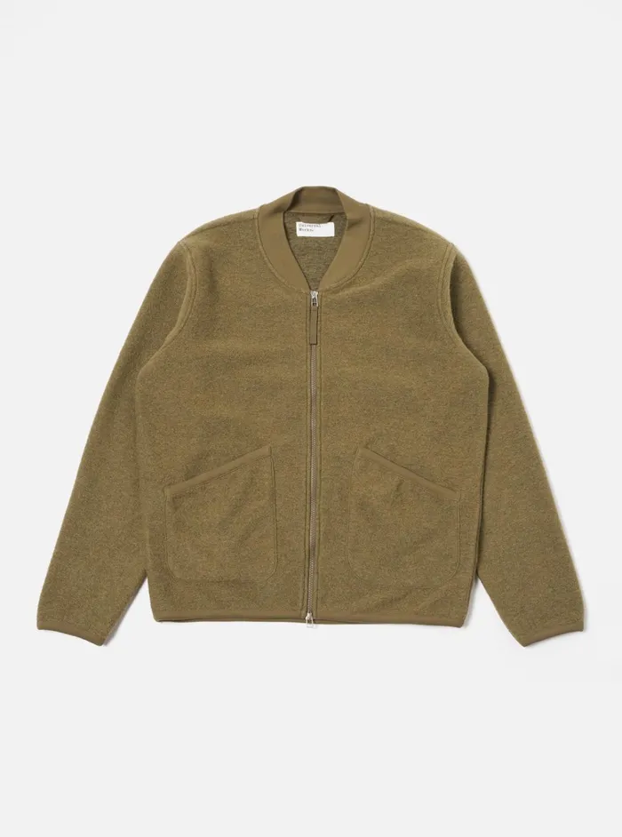 Jackets Men Universal Works Universal Works Zip Bomber In Lovat Wool Fleece
