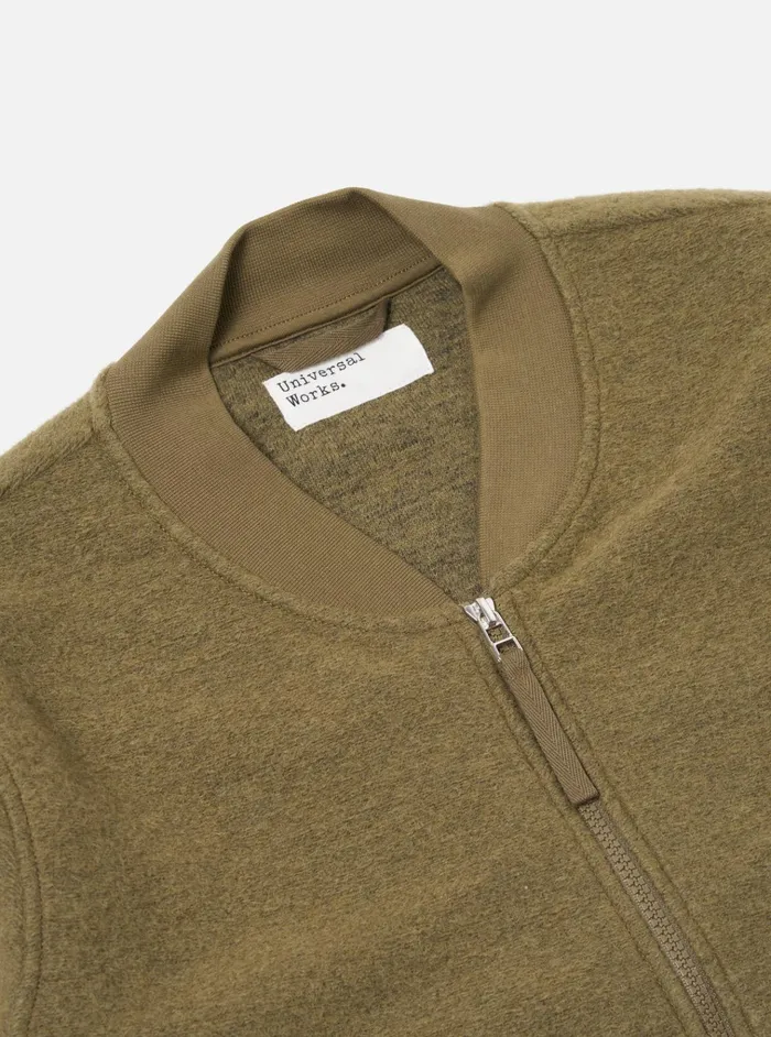 Jackets Men Universal Works Universal Works Zip Bomber In Lovat Wool Fleece