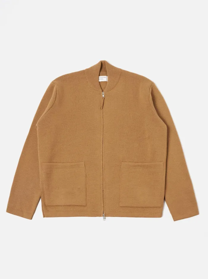 Jackets Men Universal Works Universal Works Zip Knitwork Jacket In Sand Merino Knit