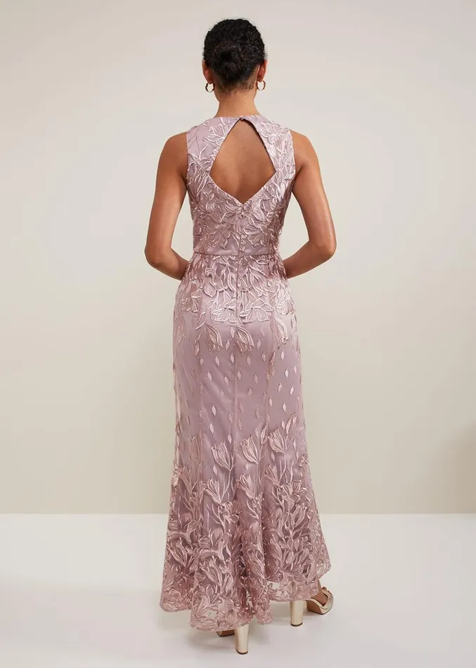 Jaclyn Embroidered Maxi Dress Pale Pink Women Phase Eight Dresses