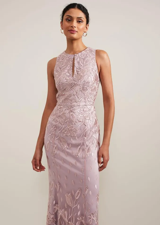 Jaclyn Embroidered Maxi Dress Pale Pink Women Phase Eight Dresses