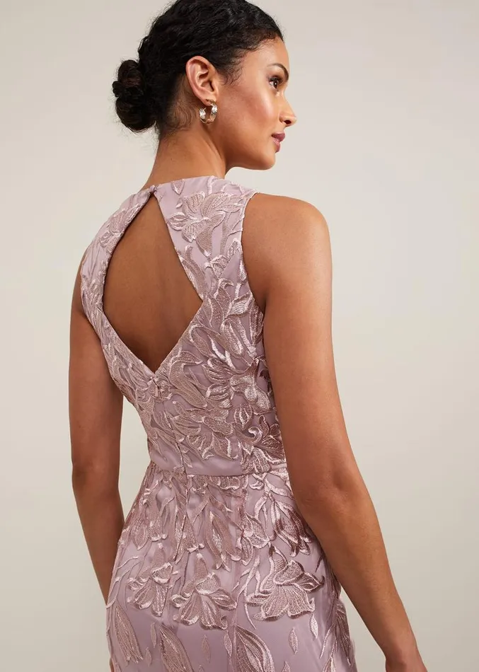 Jaclyn Embroidered Maxi Dress Pale Pink Women Phase Eight Dresses