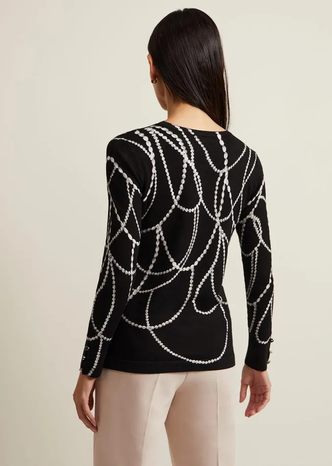 Jaelyn Pearl Print Jumper Black Women Phase Eight Knitwear