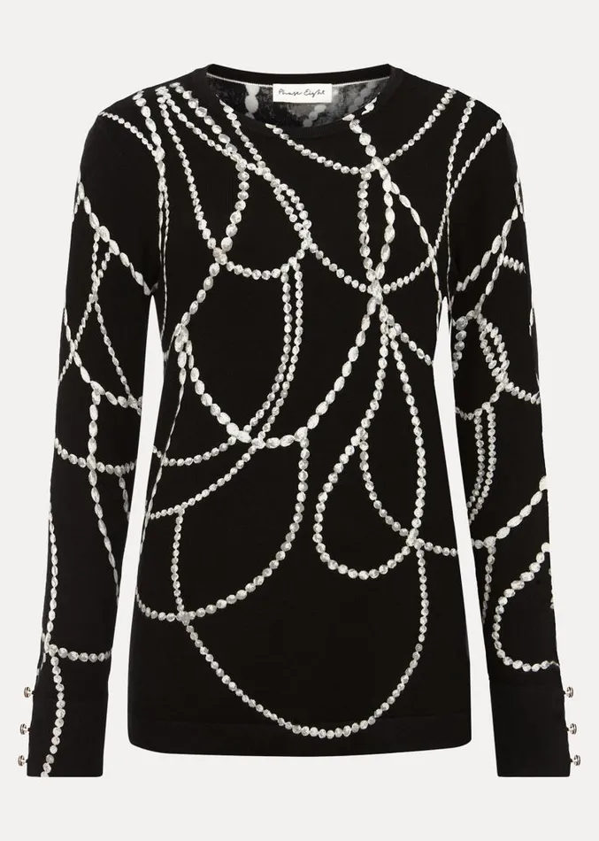Jaelyn Pearl Print Jumper Black Women Phase Eight Knitwear