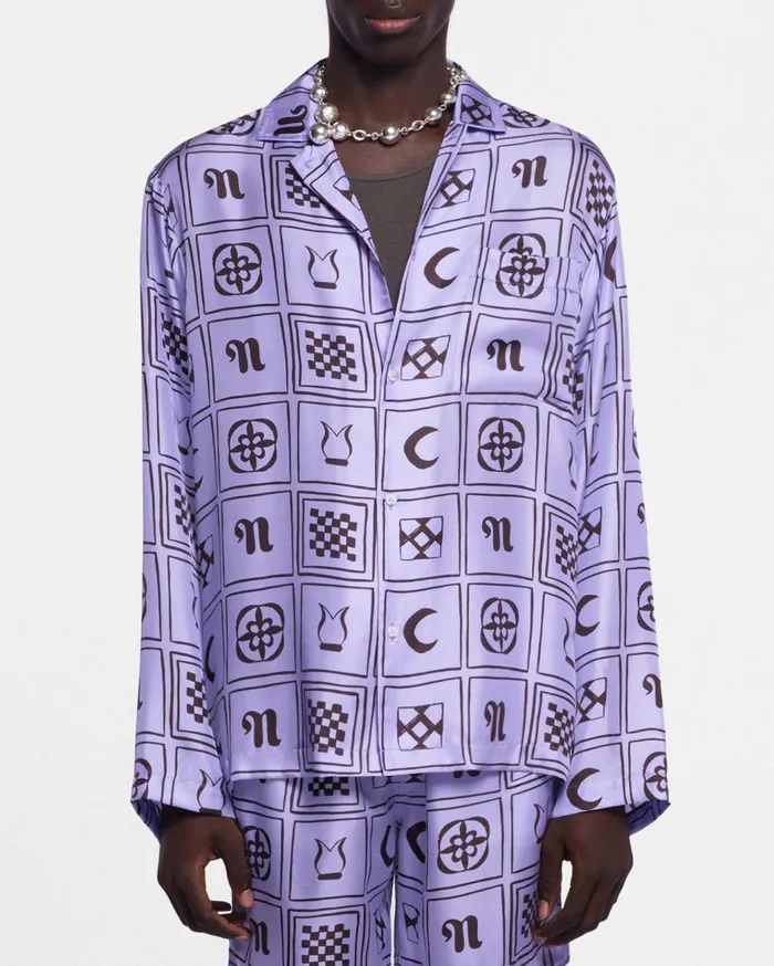 Jelmer Sale LongSleeve SilkTwill Shirt Kopjafa Lilac Men Nanushka Shirts