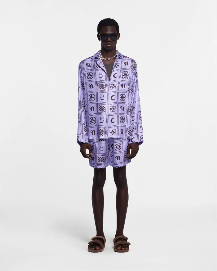 Jelmer Sale LongSleeve SilkTwill Shirt Kopjafa Lilac Men Nanushka Shirts