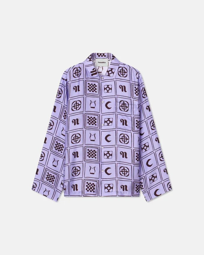 Jelmer Sale LongSleeve SilkTwill Shirt Kopjafa Lilac Men Nanushka Shirts