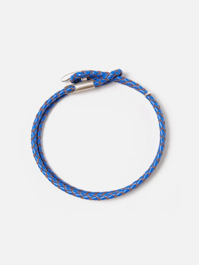 Jewellery Men Universal Works Anchor and Crew Padstow Bracelet In Royal Blue 925 SilverBraided Leather