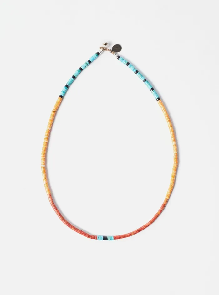 Jewellery Men Universal Works Mikia Heishi Bead Necklace In Spiny OysterSponge CoralTurqoise