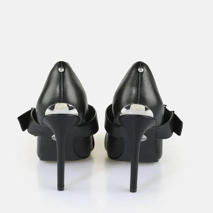 Juliet Pump Buckle Black Buffalo Heels