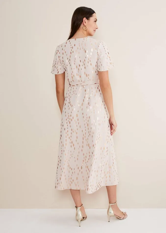 Julissa Gold Foil Wrap Dress Cameorose Gold Women Phase Eight Dresses