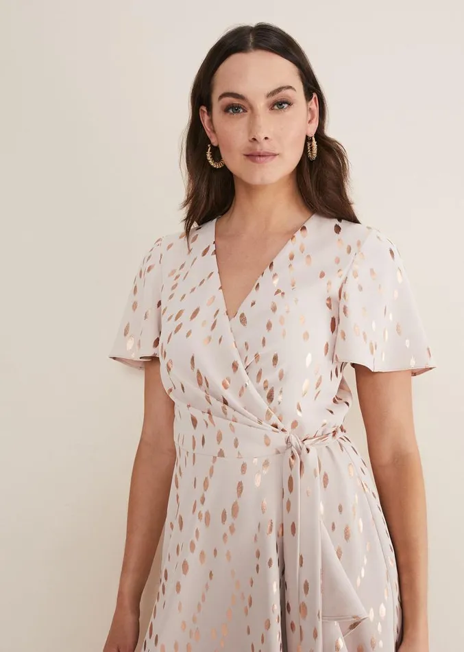 Julissa Gold Foil Wrap Dress Cameorose Gold Women Phase Eight Dresses