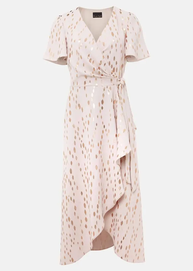 Julissa Gold Foil Wrap Dress Cameorose Gold Women Phase Eight Dresses