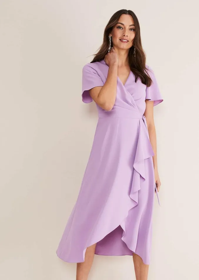 Julissa Ruffle Wrap Midi Dress Crocus Women Phase Eight Dresses