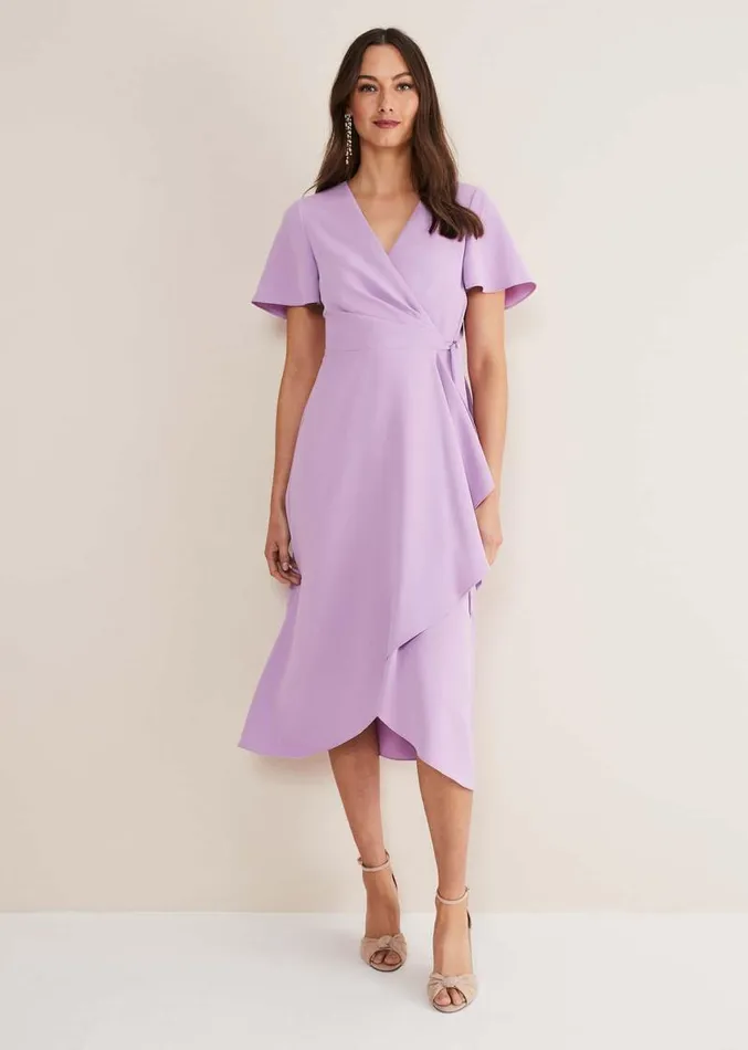 Julissa Ruffle Wrap Midi Dress Crocus Women Phase Eight Dresses