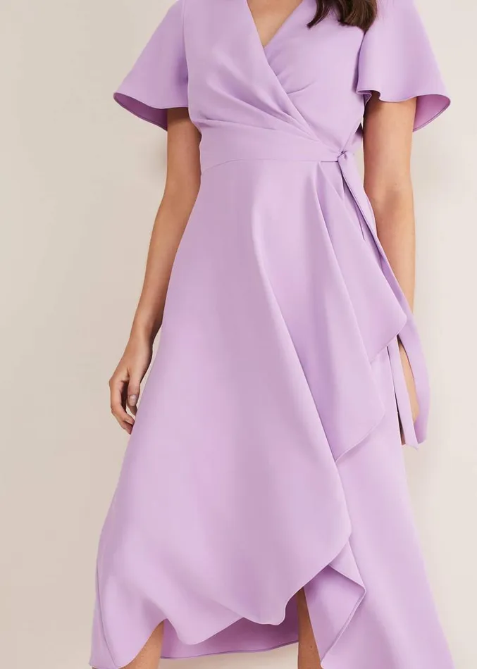 Julissa Ruffle Wrap Midi Dress Crocus Women Phase Eight Dresses