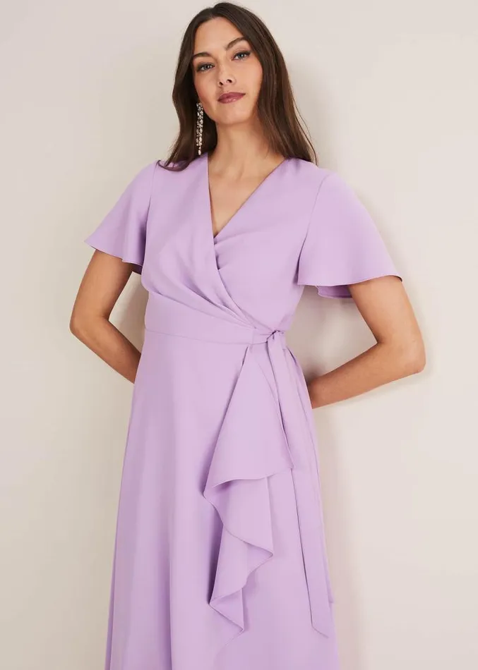 Julissa Ruffle Wrap Midi Dress Crocus Women Phase Eight Dresses