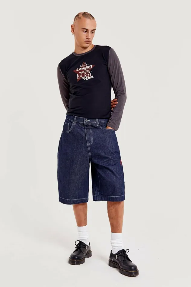 Jumbo Denim Jorts Blue Men Jaded London Shorts and Jorts Jumbo Denim Jorts Blue Men Jaded London Shorts and Jorts