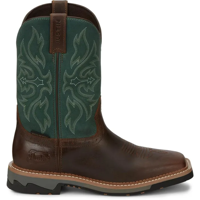 Justin Boots Bolt 11034 Sqaure Toe Waterproof Work Boot Tan Men Work
