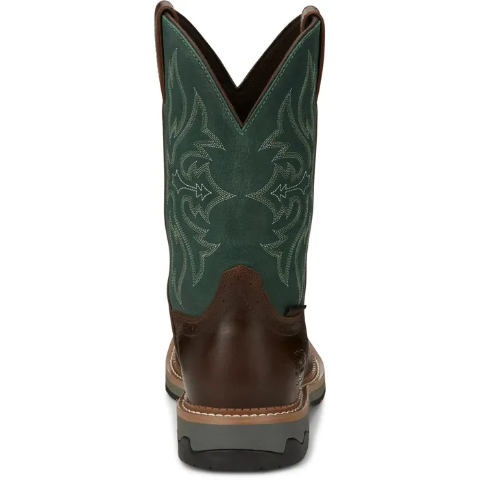 Justin Boots Bolt 11034 Sqaure Toe Waterproof Work Boot Tan Men Work