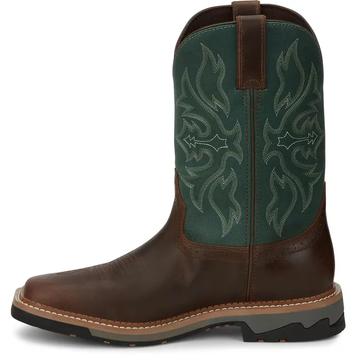Justin Boots Bolt 11034 Sqaure Toe Waterproof Work Boot Tan Men Work