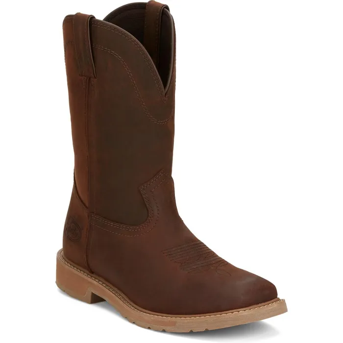 Justin Boots Buster II 11034 PullOn Work Boot Brown Men Western
