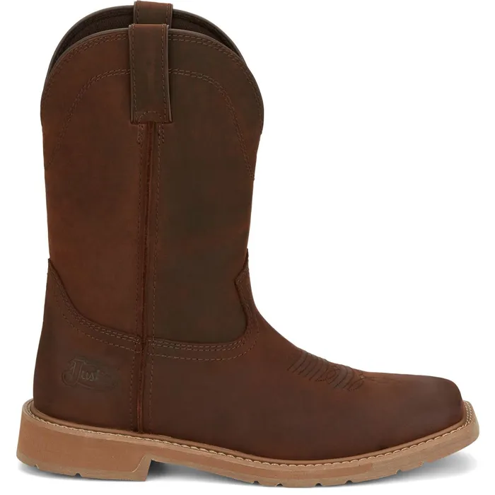 Justin Boots Buster II 11034 PullOn Work Boot Brown Men Western