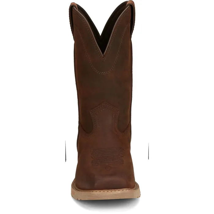Justin Boots Buster II 11034 PullOn Work Boot Brown Men Western