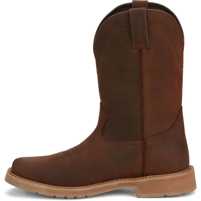 Justin Boots Buster II 11034 PullOn Work Boot Brown Men Western